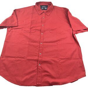 Steve' Jeans Short Sleve Shirt Men's 3Xl Orange Geometric Cotton Blend